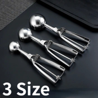 Ice Cream Scoop 4/5/6cm Stainless Steel with Trigger Cookie Scoop Spoon Frozen Cooking Tools Ice Cream Decorating Tool