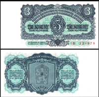 Brand New UNC  Czechoslovakia  3  Kron   Banknotes  1961  Year P-81a