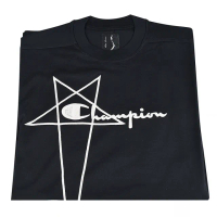 【RICK OWENS】RICK OWEN x CHAMPION聯名款字母LOGO純棉短袖T恤(男款/黑)