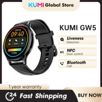 KUMI GW5 Smart Watch 1.39 inch NFC Waterproof IP68 Bluetooth 5.2 100+ Sport Heart Rate Blood Pressure Oxygen Monitor