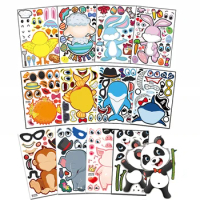 DIY Kids Stickers Puzzle Games Zoo Animal Dinosaur Shark Princess Assemble Jigsaw Baby Recognition Training Education Toys Reuse