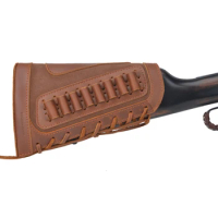 New Leather Rifle Buttstock Shotgun Cartridge Ammo Holder Butt Protector Gun Pouch For .308 .22LR,12GA .357.30-30