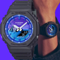 【CASIO 卡西歐】熾熱火焰系列 八角雙顯手錶 送禮 禮物 推薦(GA-2100FL-1A)
