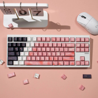 Gliging Zashiki-warashi Jepang Keycap merah muda Gradien hiragana PBT Dye-sub keycaps untuk Keyboard