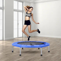 36" Foldable Trampoline Fitness Trampoline Adjustable Handrail Kids Adults Small Trampoline Outdoor Home Gym Rebounder Jumping