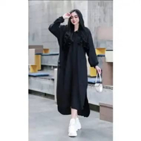Baju Hoodie Yesha Midi Dress Wanita CRINKLE Hitam