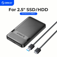 ORICO HDD Case 2.5 Inch SATA to USB3.0/Type-C HDD Enclosure 6Gbps Max USB-C External SATA HDD Enclosure Support Auto-Sleep