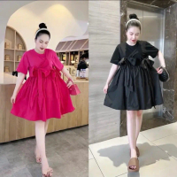 Váy bầu baybydoll 2 nơ trước ngực màu hồng,đen