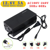 AC100V-240V DC 12.6V 5A charger 12 V Volt Power Adapter 5.5*2.1MM 12.6 V 5 A For 18650 lithium battery Pack EU US UK AU Plug