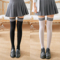 Đồ dùng sexy mới, tất dài sọc đen trắng cho phụ nữ, tất cao quá đầu gối, trang phục cosplay anime lo