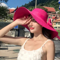 Women Hat Foldable Summer Straw Hat For Beach Travel Visors Female Face Protection UV Cut Bucket Cap Girl Sun Panama Wholesale