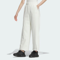 【adidas 愛迪達】長褲 女款 運動褲 寬鬆版 LOUNGE WARM PNT 白 JJ1123
