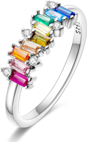 Hapour 925 Sterling Silver Ring with Colorful Cubic ZirconiaDainty Stackable Rings for Women Non Tar
