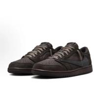 【NIKE 耐吉】Travis Scott x Air Jordan 1 Low Velvet Brown 聯名倒鉤 聯名款 休閒鞋 男鞋 DM7866-202