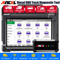 ANCEL X7 HD Heavy Duty Truck Scanner Professional Full System 12V 24V Oil D-P-F Regen ECU Reset Battery OBD2 Diagnostic Tool