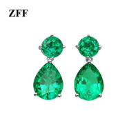 Elegant 10K Gold Emerald Earrings Lab Grown Emerald 14Carat Gemstone for Women Lady Party Jewelry Gift