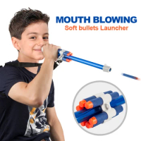 Mouth blowing Soft Bullet Launcher for Nerf N-Strike Elite/Mega/Rival Series for Children Gifts Suitable for Nerf Toy Gun