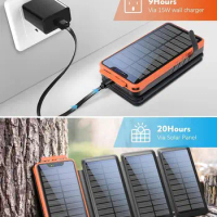 Folding Solar Power Bank 26800mAh With 4 Solar Panel external battery pack Fast Charger for iPhone 15 Huawei Xiaomi Mi Powerbank