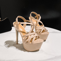 Pole Dance ส้นเข็มสีนู้ดรองเท้าส้นสูงรองเท้าแตะส้นสูงแพลตฟอร์มกันน้ำ