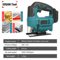 Cordless Electric Jig Saw 65mm 2900RPM 18V Brushless Jigsaw Portable Jigsaw Multi-Function Woodworking Tools Blade Adjustable