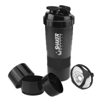 【D hot】 Protein Shaker Bottle Leak Proof Bottle for Protein Mixes 3 Layer Twist Off Shaker Cup Sport