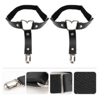 2pcs Heart Belt Adjustable Elasticity Leg Belts Punk Gothic Ring with Metal Clip (Black)