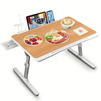 Portable Laptop Desk For Eating And Using A Laptop On Bed/sofa, With Adjustable Bed Tray Table, USB/light/fan/drawer,
