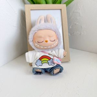 內地直送 - 一代二代盲盒掛件衣服labubu 拉布布坐坐衣服粉色彩虹T牛仔褲