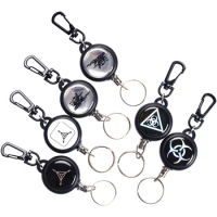 10 Pieces Easy Pull Buckle Metal Outdoor Backpack Cable Puller Anti-theft Retractable Key Chain Anti-loss Black Badge Holder
