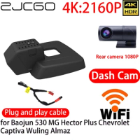 ZJCGO 4K DVR Dash Cam Wifi Front Rear Camera 24h Monitor for Baojun 530 MG Hector Plus Chevrolet Captiva Wuling Almaz