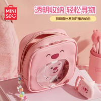 MINISO Kawaii Loopy Series Portable Multifunction Cosmetic Bag Anime Girly Heart Cute Plush Doll Transparent Storage Bag