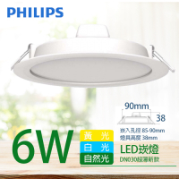 2入組【PHILIPS 飛利浦】LED薄型崁燈 6W DN030B 9cm