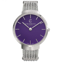 CHARRIOL 夏利豪 Slim系列 不鏽鋼經典紫鋼索腕錶/34mm