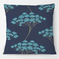 Blue Ficus Cushion Covers Rose Flower Decorative Pillows For Sofa 45X45cm