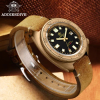 Addies Dive 2104 Men Bronze Watch Black Dial Sapphire Glass NH35 Automatic Watch 200m Dive Bronze Case C3 Super Luminous Watches