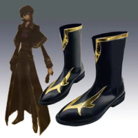 CODE GEASS Lelouch of the RE Surrection Cosplay Costume Shoes Black Handmade Faux Leather Boots