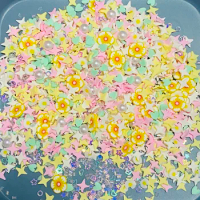 60g Mixed Flowers/Star/ Heart Crystal Beads Slices Polymer Clay Sprinkles for Slimes Filler Tiny Cute Plastic Klei Acces DIY