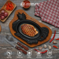 Hot Plate Steak Ayam Baja Cor Tatakan Kayu Solid Wood