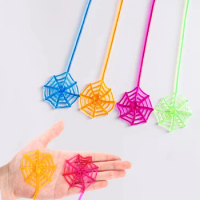 Halloween Wall Climbing Spider Web Sticky Rope TPR Palm Fidget Toys Decompression Toy Elastically Stretchable Sticky 5PCS/Set