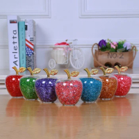 Amazing Love Gifts Hollow Glass Apple Fullfill with Color Crystal Rhinestone Figurines Home Decoration Accessories