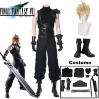 Game Final Fantasy VII 7 Cloud Strife Cosplay Costume Wig Outfit Uniform Shoes Full Suit man Halloween Party Costumes