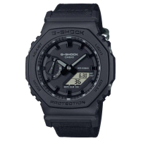 【CASIO 卡西歐】G-SHOCK八角全黑酷炫雙顯錶(GA-2100BCE-1A)