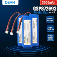 GSP872693 3.7V 3000mAh Rechargeable Speaker Battery For JBL Flip3 Flip 3 GRAY Bluetooth Audio Lithium Polymer Battery P763098 03