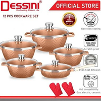 DESSINI ITALY WSB-12-S Peralatan Masak Aluminium Die-Cast Anti Lengket Panci Casserole Wajan Goreng