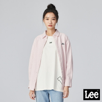 Lee 三角小標LOGO條紋寬版休閒長袖襯衫 Oversize 女 Modern 粉紅LB307002702 LB307002