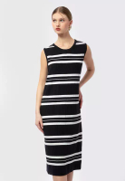 et cetera Sleeveless Stripes Knit Midi Dress Black