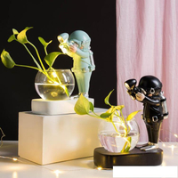 宇航員水培擺件玻璃花瓶客廳家居裝飾辦公室桌面小擺設