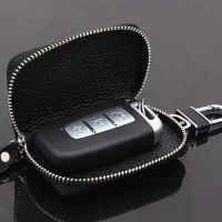 Leather Wallet Car Key Case Zipper Car Emblem Badge Keychain Bag for Nissan Tiida/NV200/Livina/Geniss