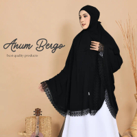 Bergo Jumbo Bordir Haji Dan Umroh Jilbab Hitam Katun Panjang jilbab rubu kerudung terop ciput bella