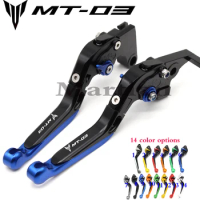 For YAMAHA MT-03 MT03 MT 03 2015-2017Motorcycle Accessories CNC Folding Extendable Brake Clutch Levers LOGO MT-03